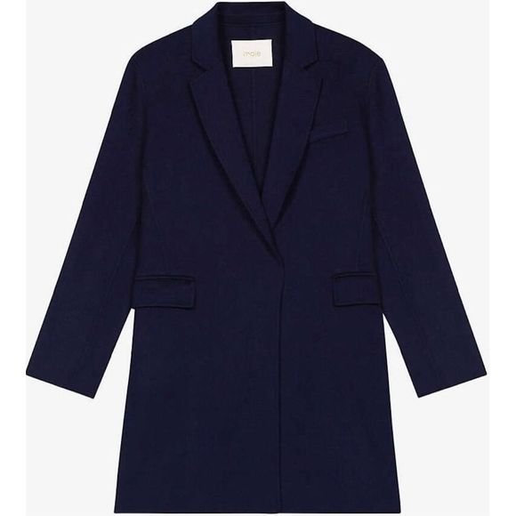 Maje Galami Double-Faced Wool Coat Marine Size 38 - Picture 4 of 10